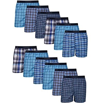 Hanes Tagless Boxerondergoed voor heren, blootgestelde tailleband, meerdere verpakkingen beschikbare shorts (verpakking van 12), Assorti 12 stuks, L Hanes Tagless Boxerondergoed voor heren, blootgestelde tailleband, meerdere verpakkingen beschikbare shorts (verpakking van 12), Assorti 12 stuks, L