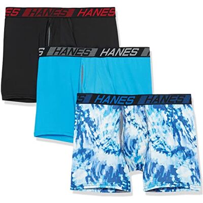 Hanes Ondergoedpakket voor heren, verpakking van 3 stuks, totale ondersteuning, boxerslips of boxershorts, vochtafvoerend ondergoed voor heren, Zwart/Tie Dye/Blauw, L Hanes Ondergoedpakket voor heren, verpakking van 3 stuks, totale ondersteuning, boxerslips of boxershorts, vochtafvoerend ondergoed voor heren, Zwart/Tie Dye/Blauw, L