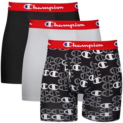Champion Heren boxershorts, licht, stretch, 3-pack retroshorts, ebbenhout met C-logo-opdruk Silverstone, X-Large Champion Heren boxershorts, licht, stretch, 3-pack retroshorts, ebbenhout met C-logo-opdruk Silverstone, X-Large