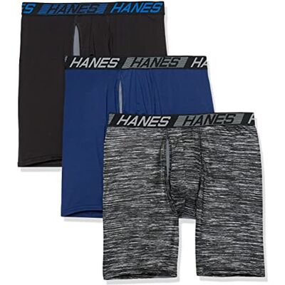 Hanes Total Support Pouch Men's Pack, Anti-Chafing, Moisture-Wicking Underwear with Cooling (Trunks Available), Long Leg Boxer Brief-Assorted, Large Hanes Total Support Pouch Men's Pack, Anti-Chafing, Moisture-Wicking Underwear with Cooling (Trunks Available), Long Leg Boxer Brief-Assorted, Large
