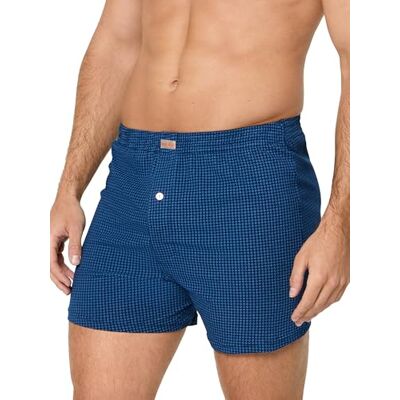 Nur Die Set van 2 boxershorts brede losse pasvorm 100% katoen pyjama shorts dubbelpak ondergoed onderbroeken heren klassiek, blauw/lichtblauw patroon, XL Nur Die Set van 2 boxershorts brede losse pasvorm 100% katoen pyjama shorts dubbelpak ondergoed onderbroeken heren klassiek, blauw/lichtblauw patroon, XL