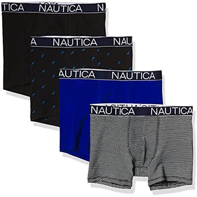 Nautica Heren Boxer Slips, Zwart/Heldere Kobalt/Streep 2/Zeilprint, S Nautica Heren Boxer Slips, Zwart/Heldere Kobalt/Streep 2/Zeilprint, S