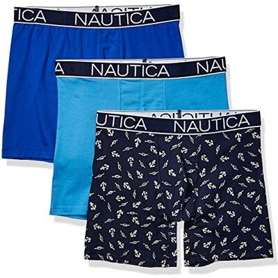 Nautica Retro shorts voor heren, verpakking van 3 stuks, Aero Blue/Sea Cobalt/Anchor Printpeacoat, XL Nautica Retro shorts voor heren, verpakking van 3 stuks, Aero Blue/Sea Cobalt/Anchor Printpeacoat, XL