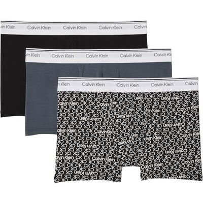 Calvin Heren Trunk (Pack van 3), Blauw (Turbulentie/Ck Ck Logo_zwart/zwart), L Calvin Heren Trunk (Pack van 3), Blauw (Turbulentie/Ck Ck Logo_zwart/zwart), L
