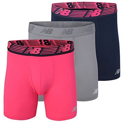 New Balance performance boxershorts met gulp voor heren, ademend stretchondergoed met vochtafvoerende werking en zachte tailleband (3 stuks), Pink Zink/Pigment/Steel, L New Balance performance boxershorts met gulp voor heren, ademend stretchondergoed met vochtafvoerende werking en zachte tailleband (3 stuks), Pink Zink/Pigment/Steel, L