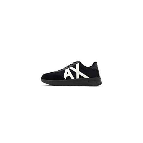 Giorgio Armani Dusseldorf Contrast Logo Sneakers voor heren, zwart + zwart, 44 EU