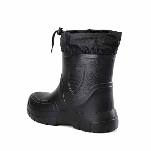 Yytcsjz Rubberen laarzen voor heren, regendicht, winterbestendig, geïsoleerde rubberen tuinlaarzen, modderlaarzen met waterdichte sokken, voor tuinvissen, buitenwerklaarzen (Color : Black, Size : 44 EU)