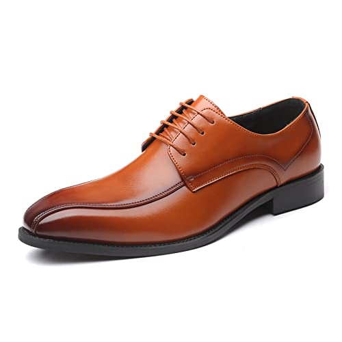 TABKER Schoenen Voor Mannen Mannen Jurk Schoenen Lederen Mannen Formele Schoenen Bruiloft Schoenen Mannen Business Casual Oxford Business Schoenen, Bruin, 38.5 EU