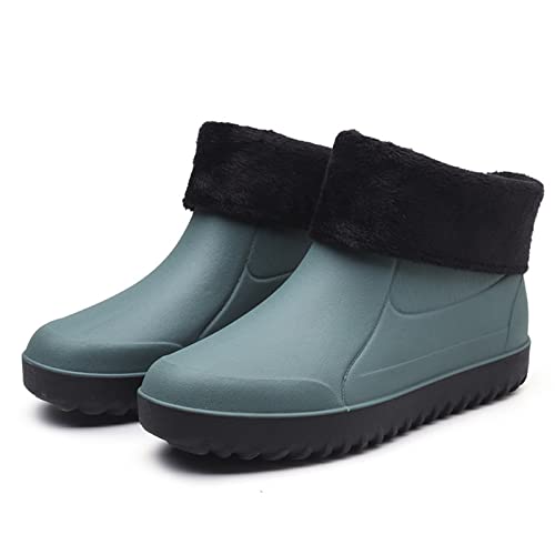 TABKER herenlaarzen Winterschoenen voor warm weer heren zwarte rubberen waterschoenen outdoor vislaarzen lente waterdichte werklaarzen heren. (Color : Ye?il, Size : 43 EU)