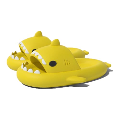 Zureto Hai-Slides uniseks voor cloud-pantoffels, zomersandalen met open teen, antislip strand-zwembaddouchesandalen, geel, 42/43 EU