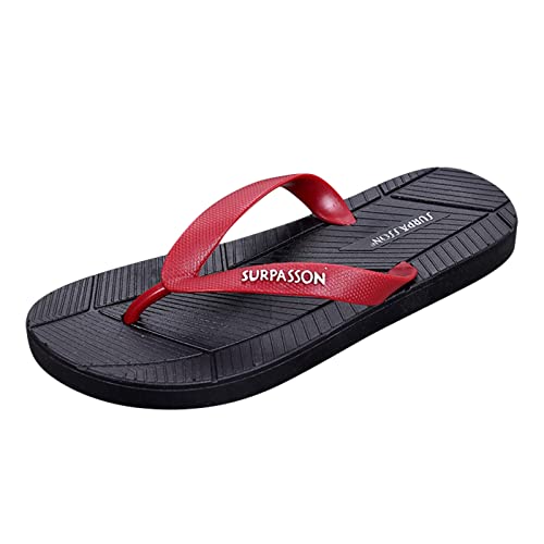 Generisch Teenslippers voor heren, flip-flops, strandsandalen, teenslippers, voor heren, platte zomerschoenen, teenslippers, teenslippers voor heren, rood, 42 EU