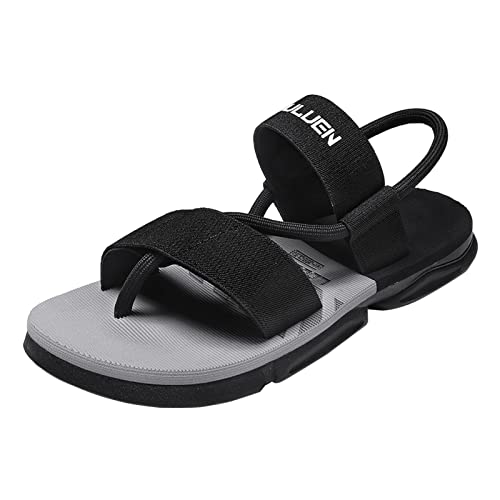 AIchenYW Slipvaste sandalen voor heren met clip tenen, riempjes, pantoffels met wreef, trendy design, goed uitziende slippers, antislip wandel- en strandsport, zomerschoenen, grijs, 42 EU