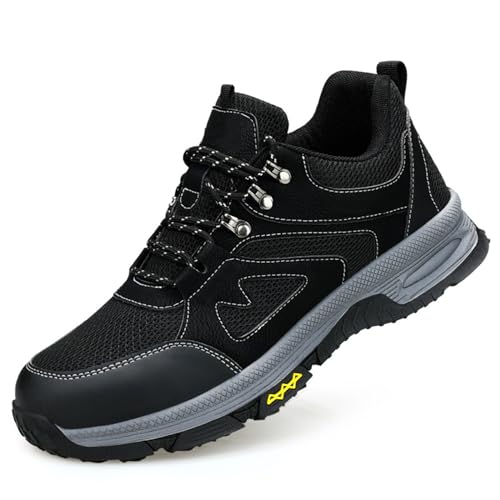 WaKsazlz Steel Toe Cap Trainers Safety Trainers Men Women Non Slip Breathable Work Trainers Black Eu 37-45