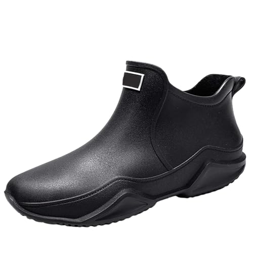 LOIJMK Regenlaarzen voor dames en heren, zwarte rubberen laarzen, uniseks, antislip, waterdicht, outdoor boots, regenschoenen, effen, vrije tijd, regenlaarzen, vislaarzen, waterschoenen, zwart, 41 EU