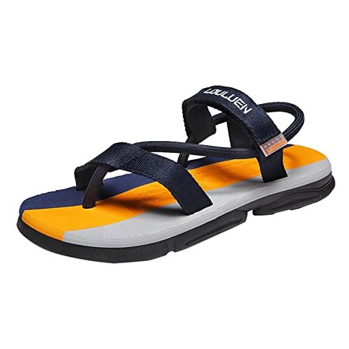 IQYU Teenslippers voor heren en heren, modieuze platte teen, teenslippers, teenslippers, voor meisjes, blauw, 44 EU