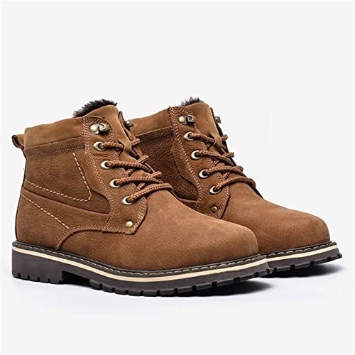 VIPAVA Snowboots voor heren Lederen Winterlaarzen for Mannen Maat 38-50 Mannen Winterlaarzen Mannen Sneeuw Enkellaarzen (Color : Brown, Size : SIZE 48-EU)