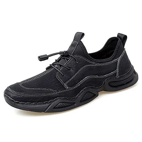 SKINII Men's Boots， Mode heren sportschoenen lederen heren casual schoenen antislip casual schoenen heren sportschoenen (Color : Black, Size : 10)