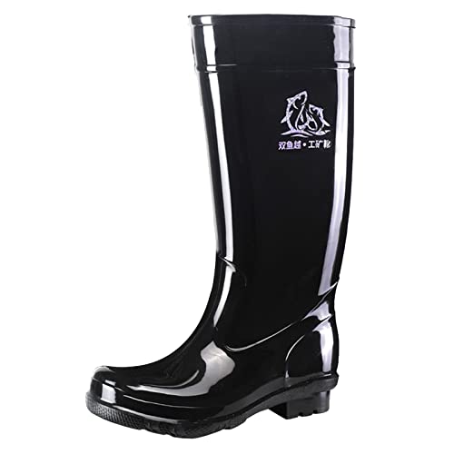 LOIJMK Regenschoenen voor heren, zwart, rubberen laarzen voor mannen, waterdicht, antislip, outdoor boots, werklaarzen, comfortabele aquaschoenen, rijlaarzen, regenlaarzen, vislaarzen, zwart, 39 EU