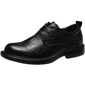 LMLTOP De nieuwe Dress Formal Shoes For Men Lace Up Derby Shoes Round Toe Vegan Leather Solid Color Block Heel Low Top Rubber Sole Anti-slip Slip Resistant Business (Color : Black, Size : 44 EU)