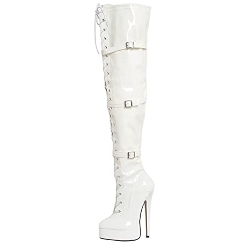 LiJJi 7 inch naaldhak Sexy Dij hoge Laarzen platform hoge hakken Fetish hoge hakken Stripper Club Paaldansen Schoenen Plus maat 36-46