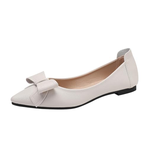 Rojeam Dames Schoenen Ballerina Flats Pompen Ballet Flat Slip-on Ballerina Pompen Schoenen Dames Loafers Wit 35 EU