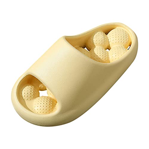 nuoke Badslippers voor dames en heren, zomer, antislip badslippers voor dames, gezellige slippers, gezellige slippers, originele gezellige slippers, geel, 35 EU