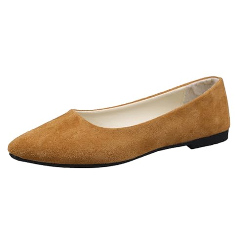 Rojeam Dames Schoenen Ballerina Flats Pompen Ballet Flat Slip-on Ballerina Pompen Schoenen Dames Loafers Geel 40 EU