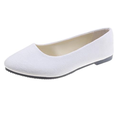 Rojeam Dames Schoenen Ballerina Flats Pompen Ballet Flat Slip-on Ballerina Pompen Schoenen Dames Loafers Wit 38 EU