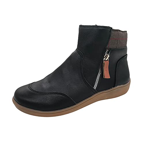 FGUUTYM Rubberen laarzen met ritssluiting aan de zijkant voor dames, korte Chelsea boots, rubberen laarzen, outdoor, Chelsea laarzen, gevoerd, enkellaarzen, zwart, 37-42 cowboylaarzen voor dames,