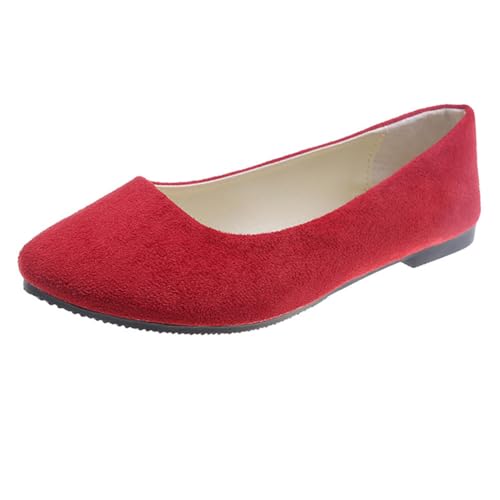 Rojeam Dames Schoenen Ballerina Flats Pompen Ballet Flat Slip-on Ballerina Pompen Schoenen Dames Loafers Rood 42 EU