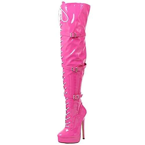 LiJJi 7 inch naaldhak Sexy Dij hoge Laarzen platform hoge hakken Fetish hoge hakken Stripper Club Paaldansen Schoenen Plus maat 36-46