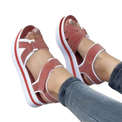 ALASSE Sandalen met dikke zool voor dames, platte casual wandelsandalen voor dames   Strandsandalen met dikke zool voor kamperen, loungen, wandelsandalen Kot-au