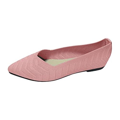 VBEDKDEB Ballerina's voor dames, ademende ballerina's, van gebreid net, platte bodem, casual enkele schoenen, zwarte ballerina, platte schoenen, 01, roze., 40 EU