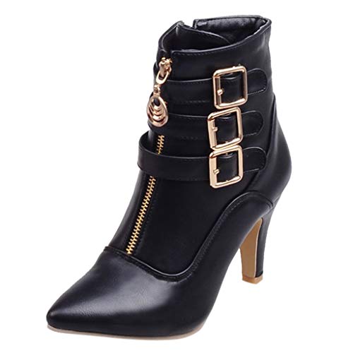 FGUUTYM Rubberlaarzen voor dames, Chelsea boots, cowboylaarzen voor dames, rubberen laarzen, outdoor, Chelsea laarzen, gevoerd, enkellaarzen, zwart, rood, winterlaarzen voor dames, met hak en gesp,