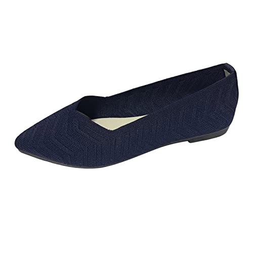 VBEDKDEB Ballerina's voor dames, ademende ballerina's, van gebreid net, platte bodem, casual enkele schoenen, zwarte ballerina, platte schoenen, 01, blauw., 39 EU