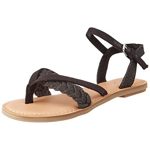 TOMS Lexie platte sandaal voor dames, totaal zwart, 4,5 UK, Totaal Zwart, 37 EU