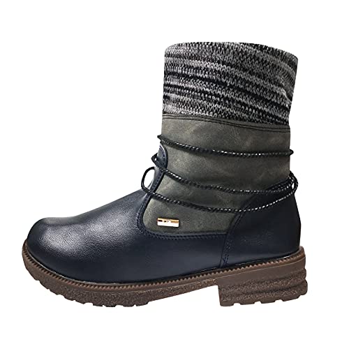 AIchenYW Dameslaarzen, warme winterlaarzen, winterlaarzen, instaplaarzen, licht gevoerd, winterlaarzen, outdoor, laarzen, comfort, casual laarzen, platte antislip schoenen, zwart, 42 EU