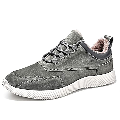 SKINII Men's Boots， Wintersportschoenen heren pluche casual schoenen warme heren sportschoenen sportschoenen mode heren casual schoenen (Color : Grey with Fur, Size : 8.5)