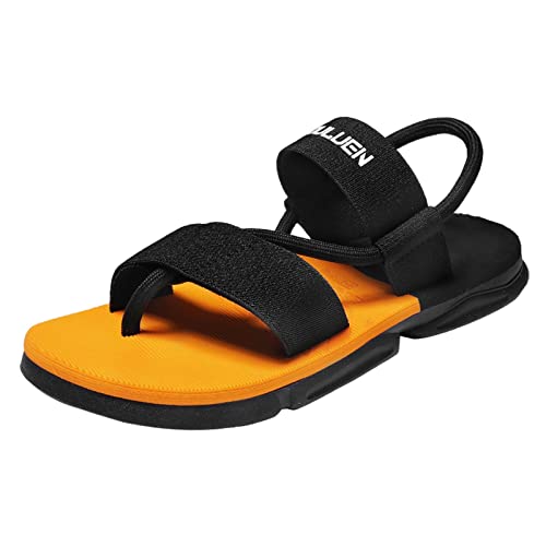 AIchenYW Slipvaste sandalen voor heren met clip tenen, riempjes, pantoffels met wreef, trendy design, goed uitziende slippers, antislip wandel- en strandsport, zomerschoenen, geel, 39 EU