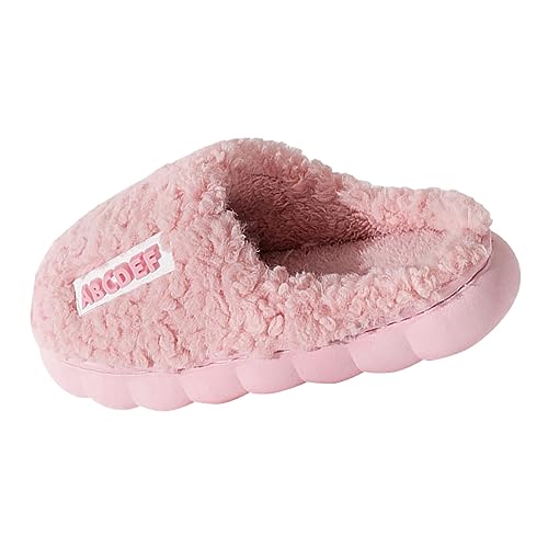 Generic Vier seizoenen schattige pantoffels voor thuis, antislip, fpir-seizoenenstof, katoen, kleurrijke pantoffels, comfortabele schoenen met klittenbandsluiting voor dames, roze, 37 EU