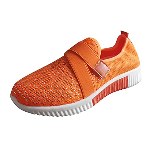 TDEOK Damesschoenen, rood, voor vrije tijd, vrije tijd, vrije tijd, mode, sleehak, ademend, slip-on damesschoenen, kleine damesschoenen, oranje, 40 EU