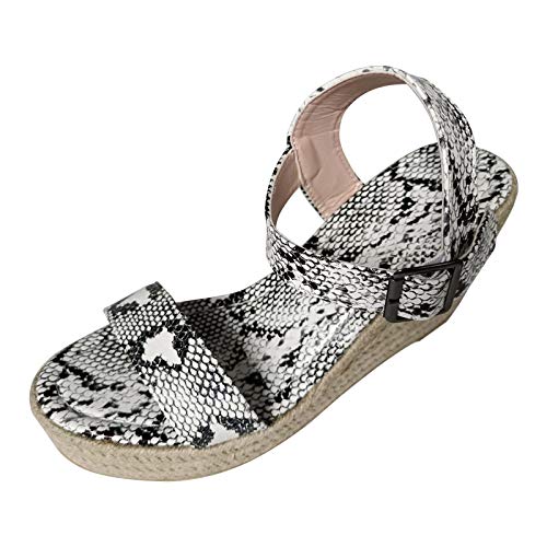 Generic Romeinse sandalen voor dames, elegante vrijetijdssandalen met uitneembaar voetbed, Romeinse sandalen, wit, 43 EU