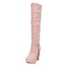 Generic Thigh High Boots for Women Heel Thigh Fashion Shoes Breathable Toe Women's Round Heels Solid Chunky Boots High women's boots Chunky Heel Thigh High Boots for Women Wide Calf (Pink, 41)