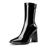 DREAM PAIRS Mid-Calf laarzen voor dames, vierkante punt, pointed-teen, PU-bovenmateriaal, zwart, 39 EU