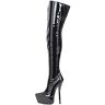 QUNINE Dames 18cm hoge hak sexy patent stretch fetish over de knie dij hoge hak platformlaarzen maat 36-46 (zwart 39 EU)