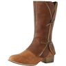 iOoppek Meisjesmaat 30 Solid Leather Double Zipper Dikke Heel Fashion Mid Calf Boots Waterdichte Schoenen Dames, bruin, 41 EU