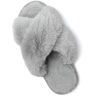 XIBANY Vrouwen Fuzzy Slippers Cross Band Zachte Pluche Gezellige Slippers Woede Open Tenen Indoor Outdoor Slip Warm, Grijs, 40-41