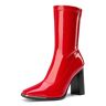 DREAM PAIRS Mid-Calf laarzen voor dames, vierkante punt, pointed-teen, PU-bovenmateriaal, rood, 39 EU