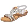 Générique 2024 AM- Crystal Shoes Beach Flat Summer ​ Zwarte Appartementen voor Vrouwen Jurk, Zilver, 42 EU