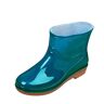 iOoppek Badminton Damesschoenen, regenneus, waterdichte ronde dameslaarzen met lage hak, waterdichte damesschoenen, blauw, 37 EU